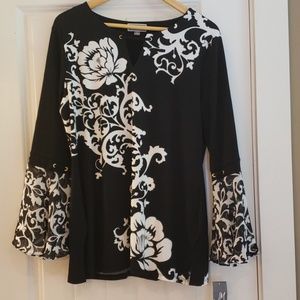 Black and white blouse